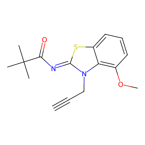 (Z)-N-(4-methoxy-3-(prop-2-yn-1-yl)benzo[d]thiazol-2(3H)-ylidene)pivalamide structure
