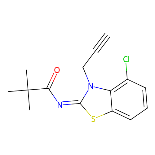 (Z)-N-(4-chloro-3-(prop-2-yn-1-yl)benzo[d]thiazol-2(3H)-ylidene)pivalamide structure
