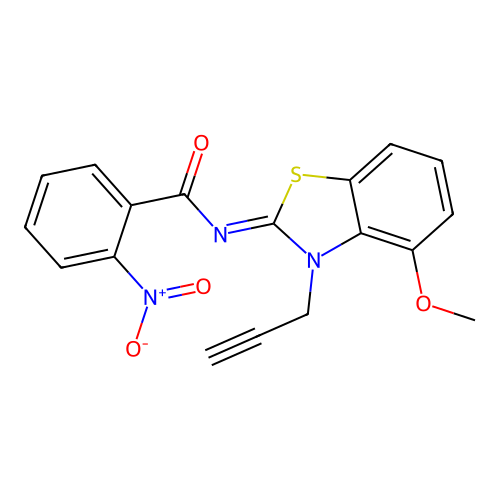 N-(4-methoxy-3-prop-2-ynyl-1,3-benzothiazol-2-ylidene)-2-nitrobenzamide structure