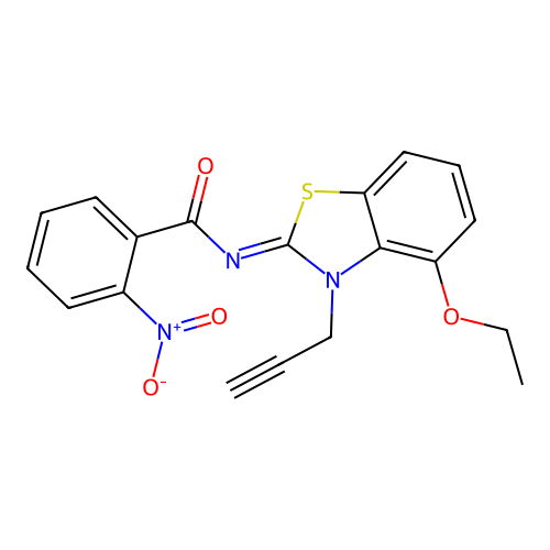 N-(4-ethoxy-3-prop-2-ynyl-1,3-benzothiazol-2-ylidene)-2-nitrobenzamide structure