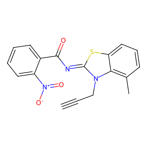 N-(4-methyl-3-prop-2-ynyl-1,3-benzothiazol-2-ylidene)-2-nitrobenzamide structure