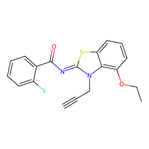 N-(4-ethoxy-3-prop-2-ynyl-1,3-benzothiazol-2-ylidene)-2-fluorobenzamide structure
