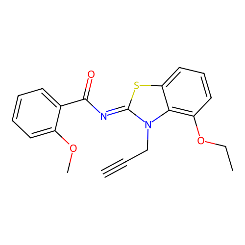 N-(4-ethoxy-3-prop-2-ynyl-1,3-benzothiazol-2-ylidene)-2-methoxybenzamide structure