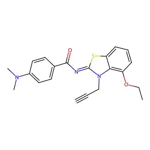 4-(dimethylamino)-N-(4-ethoxy-3-prop-2-ynyl-1,3-benzothiazol-2-ylidene)benzamide structure