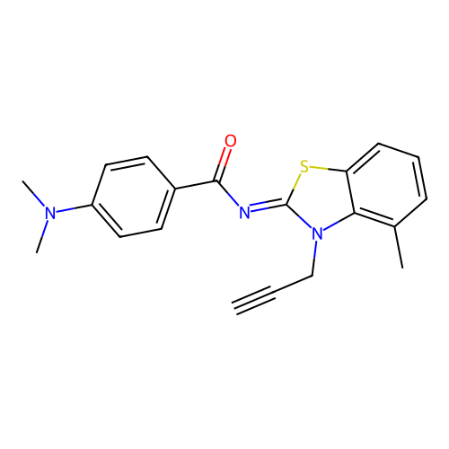 4-(dimethylamino)-N-(4-methyl-3-prop-2-ynyl-1,3-benzothiazol-2-ylidene)benzamide structure