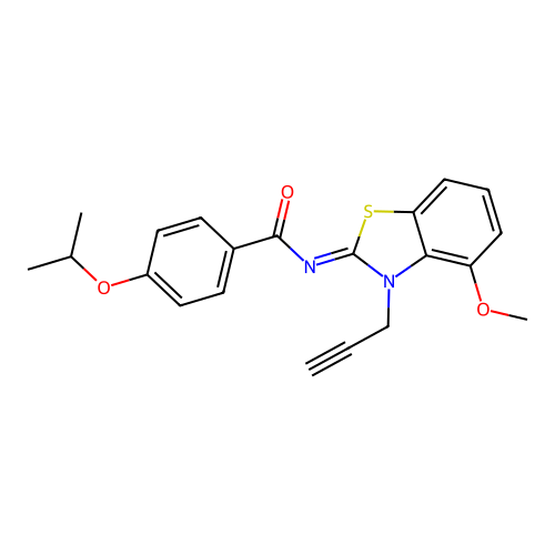 N-(4-methoxy-3-prop-2-ynyl-1,3-benzothiazol-2-ylidene)-4-propan-2-yloxybenzamide structure