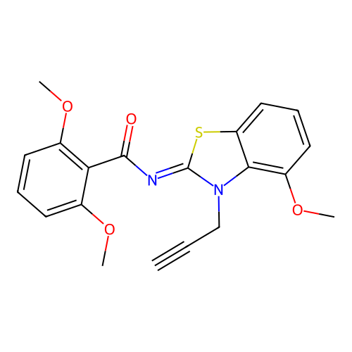 2,6-dimethoxy-N-(4-methoxy-3-prop-2-ynyl-1,3-benzothiazol-2-ylidene)benzamide structure