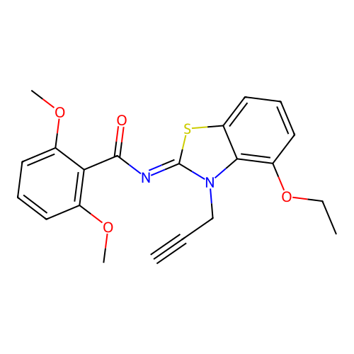 N-(4-ethoxy-3-prop-2-ynyl-1,3-benzothiazol-2-ylidene)-2,6-dimethoxybenzamide structure