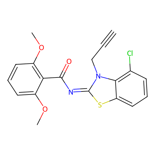 N-(4-chloro-3-prop-2-ynyl-1,3-benzothiazol-2-ylidene)-2,6-dimethoxybenzamide structure