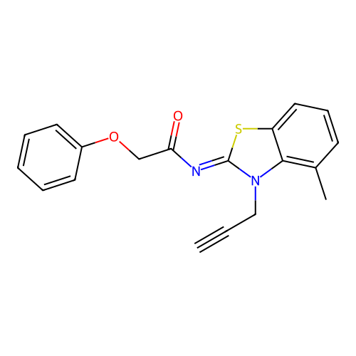 N-(4-methyl-3-prop-2-ynyl-1,3-benzothiazol-2-ylidene)-2-phenoxyacetamide structure