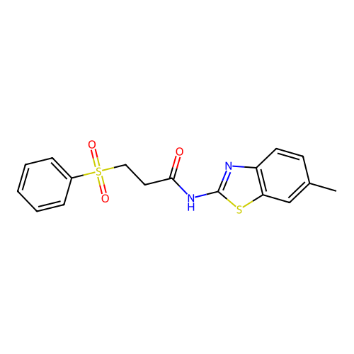 3-(benzenesulfonyl)-N-(6-methyl-1,3-benzothiazol-2-yl)propanamide structure