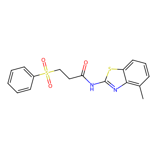 3-(benzenesulfonyl)-N-(4-methyl-1,3-benzothiazol-2-yl)propanamide structure