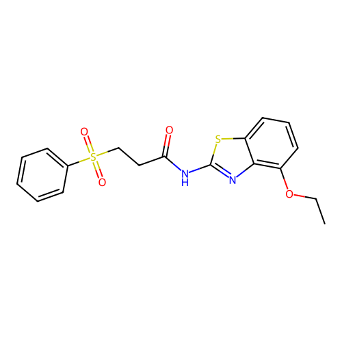 3-(benzenesulfonyl)-N-(4-ethoxy-1,3-benzothiazol-2-yl)propanamide structure