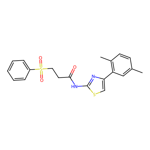3-(benzenesulfonyl)-N-[4-(2,5-dimethylphenyl)-1,3-thiazol-2-yl]propanamide structure