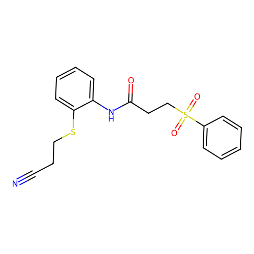 3-(benzenesulfonyl)-N-[2-(2-cyanoethylsulfanyl)phenyl]propanamide structure