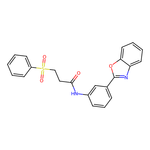 3-(benzenesulfonyl)-N-[3-(1,3-benzoxazol-2-yl)phenyl]propanamide structure