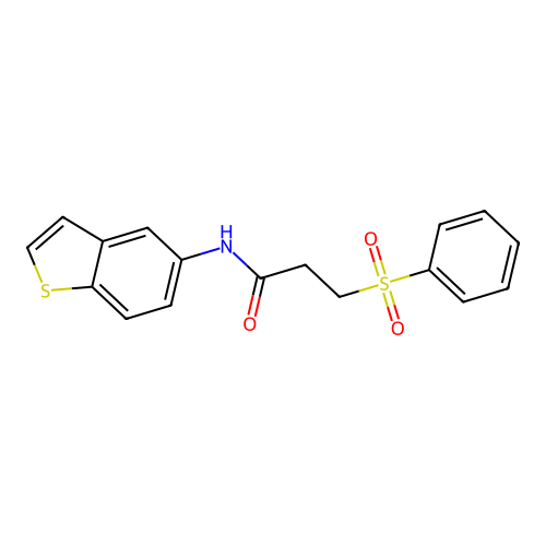 3-(benzenesulfonyl)-N-(1-benzothiophen-5-yl)propanamide structure