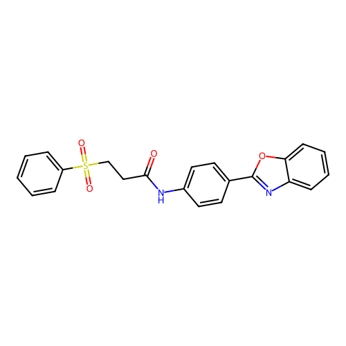 3-(benzenesulfonyl)-N-[4-(1,3-benzoxazol-2-yl)phenyl]propanamide structure