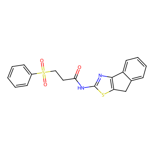 N-(8H-indeno[1,2-d]thiazol-2-yl)-3-(phenylsulfonyl)propanamide structure