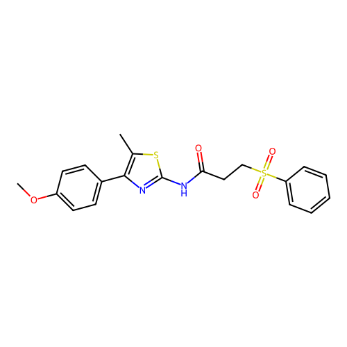 3-(benzenesulfonyl)-N-[4-(4-methoxyphenyl)-5-methyl-1,3-thiazol-2-yl]propanamide structure