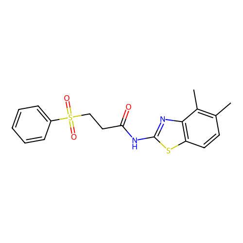 3-(benzenesulfonyl)-N-(4,5-dimethyl-1,3-benzothiazol-2-yl)propanamide structure