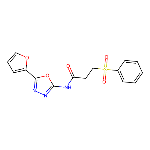 3-(benzenesulfonyl)-N-[5-(furan-2-yl)-1,3,4-oxadiazol-2-yl]propanamide structure