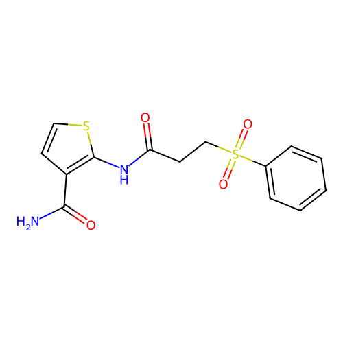 2-(3-(Phenylsulfonyl)propanamido)thiophene-3-carboxamide structure