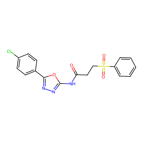 3-(benzenesulfonyl)-N-[5-(4-chlorophenyl)-1,3,4-oxadiazol-2-yl]propanamide structure