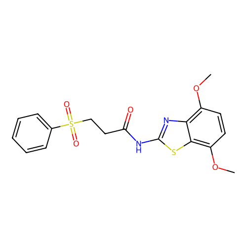 3-(benzenesulfonyl)-N-(4,7-dimethoxy-1,3-benzothiazol-2-yl)propanamide structure