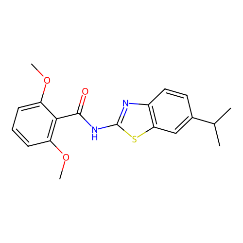2,6-dimethoxy-N-(6-propan-2-yl-1,3-benzothiazol-2-yl)benzamide structure