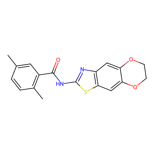 N-(6,7-dihydro-[1,4]dioxino[2,3-f][1,3]benzothiazol-2-yl)-2,5-dimethylbenzamide structure