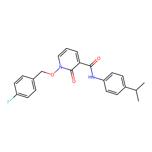 1-[(4-fluorophenyl)methoxy]-2-oxo-N-(4-propan-2-ylphenyl)pyridine-3-carboxamide structure