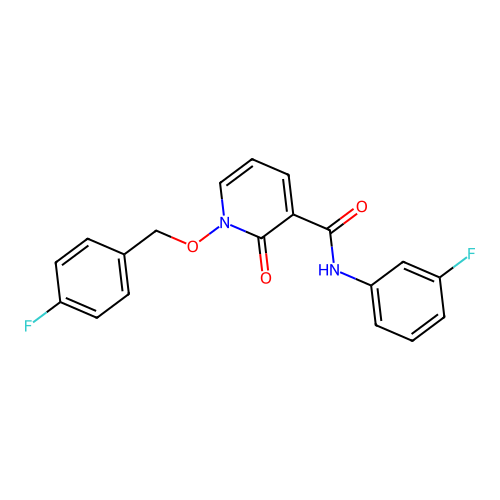 N-(3-fluorophenyl)-1-[(4-fluorophenyl)methoxy]-2-oxopyridine-3-carboxamide structure