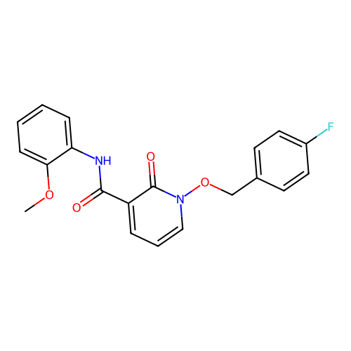 1-[(4-fluorophenyl)methoxy]-N-(2-methoxyphenyl)-2-oxopyridine-3-carboxamide structure
