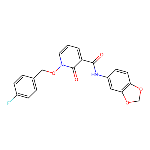 N-(1,3-benzodioxol-5-yl)-1-[(4-fluorophenyl)methoxy]-2-oxopyridine-3-carboxamide structure