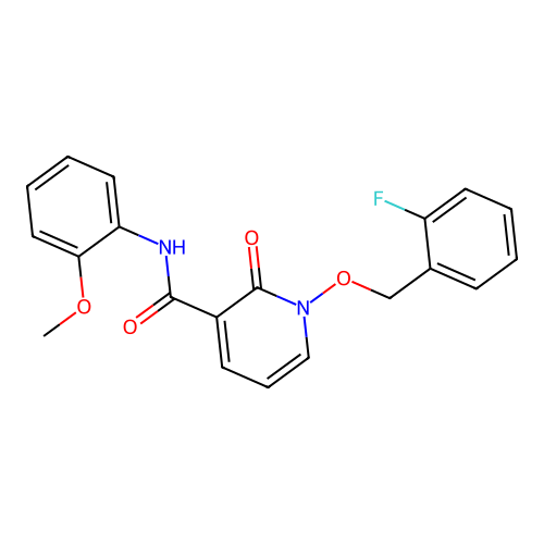 1-[(2-fluorophenyl)methoxy]-N-(2-methoxyphenyl)-2-oxopyridine-3-carboxamide structure