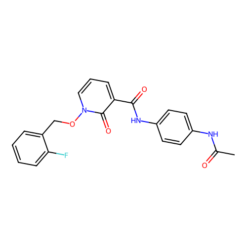 N-(4-acetamidophenyl)-1-[(2-fluorophenyl)methoxy]-2-oxopyridine-3-carboxamide structure