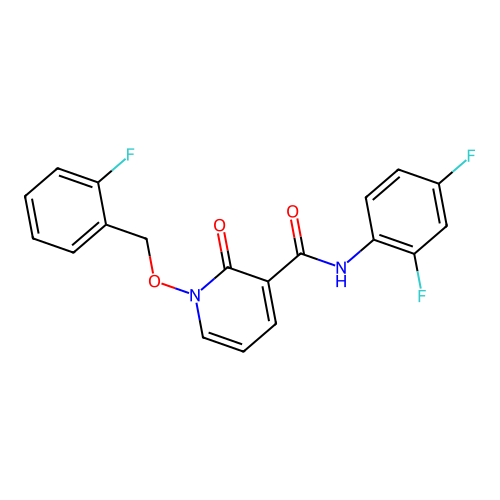 N-(2,4-difluorophenyl)-1-[(2-fluorophenyl)methoxy]-2-oxopyridine-3-carboxamide structure