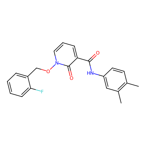 N-(3,4-dimethylphenyl)-1-[(2-fluorophenyl)methoxy]-2-oxopyridine-3-carboxamide structure