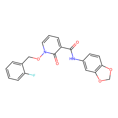 N-(1,3-benzodioxol-5-yl)-1-[(2-fluorophenyl)methoxy]-2-oxopyridine-3-carboxamide structure