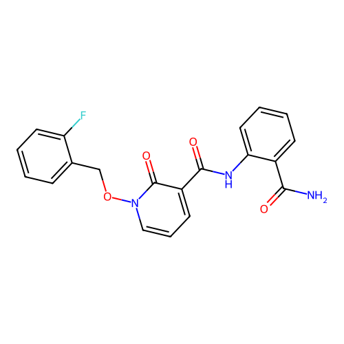 N-(2-carbamoylphenyl)-1-[(2-fluorophenyl)methoxy]-2-oxopyridine-3-carboxamide structure