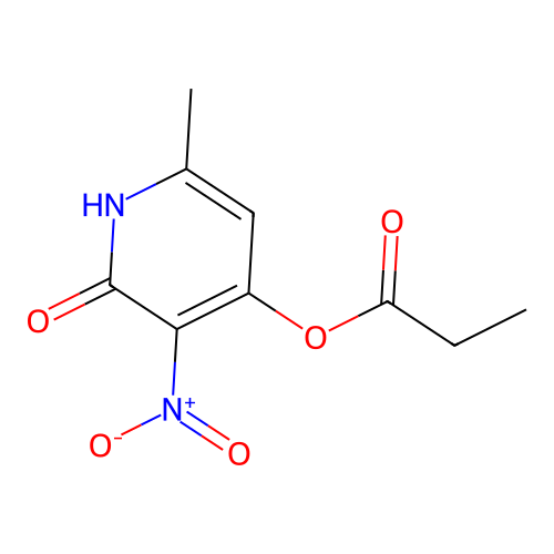 6-Methyl-3-nitro-2-oxo-1,2-dihydropyridin-4-yl propionate structure