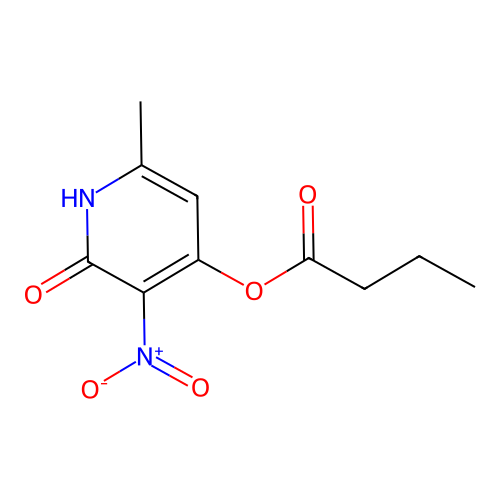 6-Methyl-3-nitro-2-oxo-1,2-dihydropyridin-4-yl butyrate structure