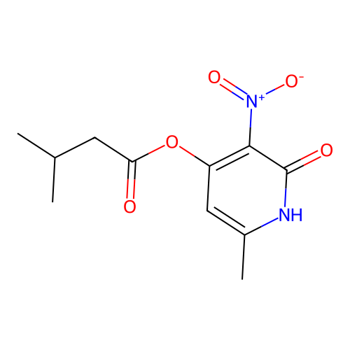6-Methyl-3-nitro-2-oxo-1,2-dihydropyridin-4-yl 3-methylbutanoate structure