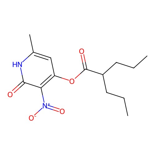 6-Methyl-3-nitro-2-oxo-1,2-dihydropyridin-4-yl 2-propylpentanoate structure