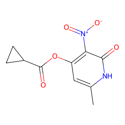 6-Methyl-3-nitro-2-oxo-1,2-dihydropyridin-4-yl cyclopropanecarboxylate structure