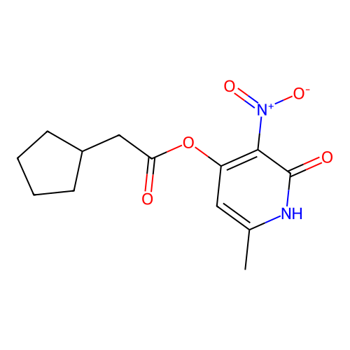 6-Methyl-3-nitro-2-oxo-1,2-dihydropyridin-4-yl 2-cyclopentylacetate structure