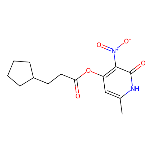 6-Methyl-3-nitro-2-oxo-1,2-dihydropyridin-4-yl 3-cyclopentylpropanoate structure