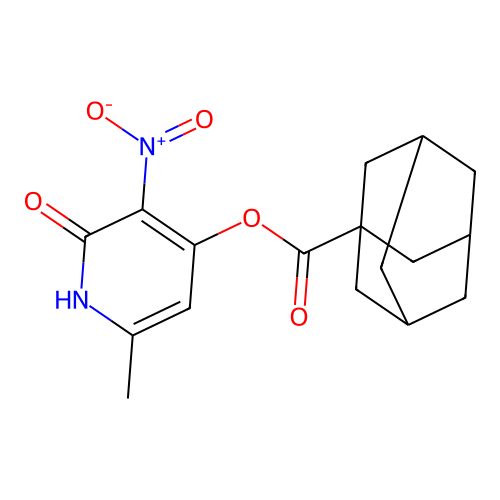 (6-methyl-3-nitro-2-oxo-1H-pyridin-4-yl) adamantane-1-carboxylate structure