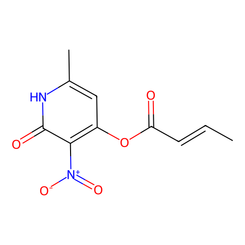 (6-methyl-3-nitro-2-oxo-1H-pyridin-4-yl) (E)-but-2-enoate structure